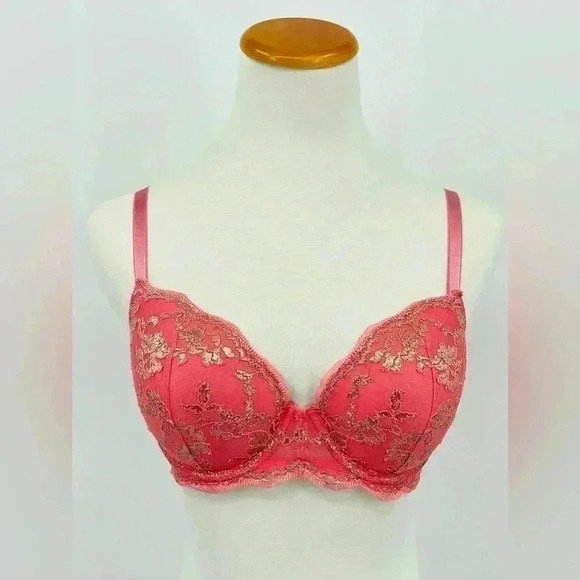 Victoria's Secret Other - Victoria's Secret Dream Angels Coral Bra with Gold, Lace Flowers, 34D